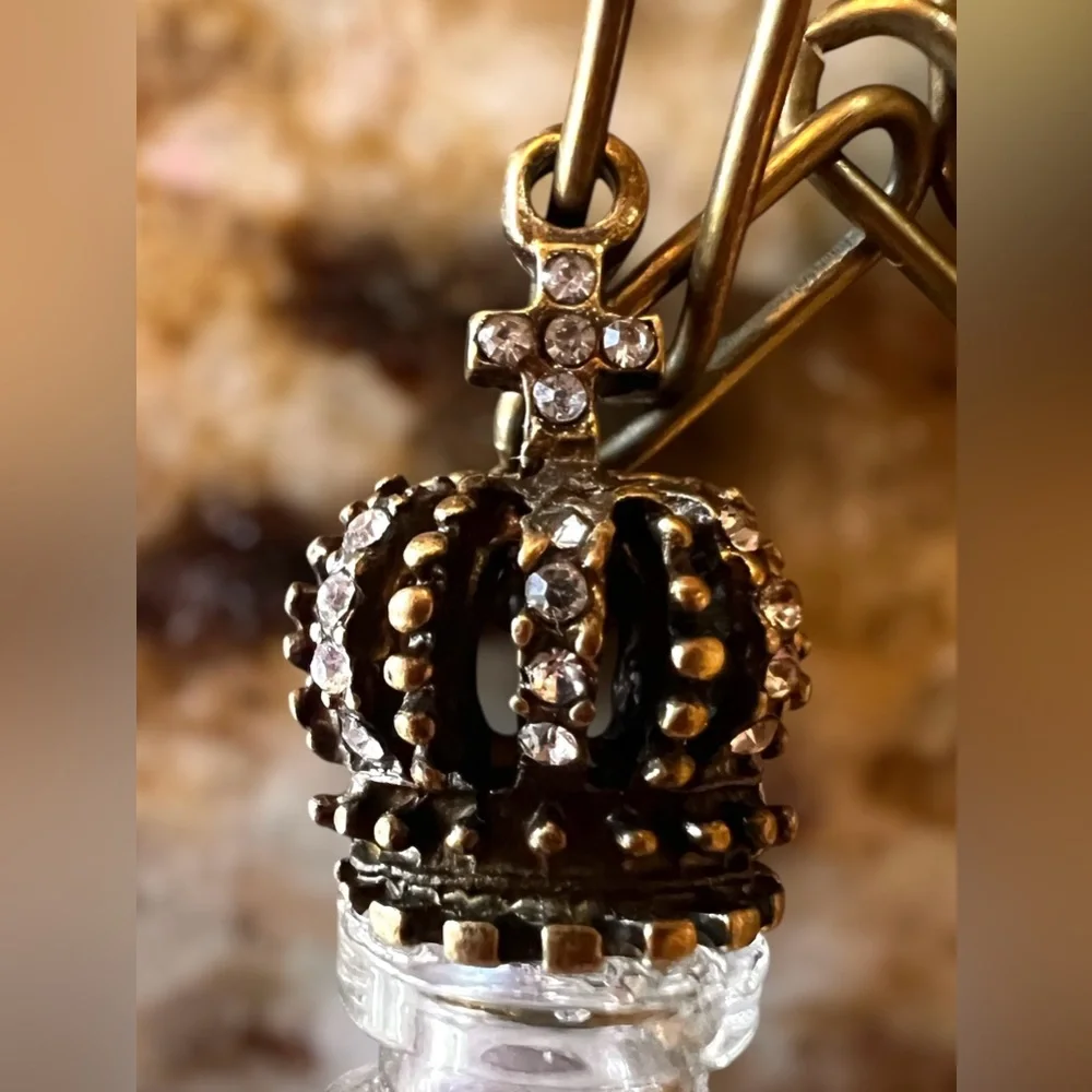 Crown and Cross Pendant Vial with Rhinestones